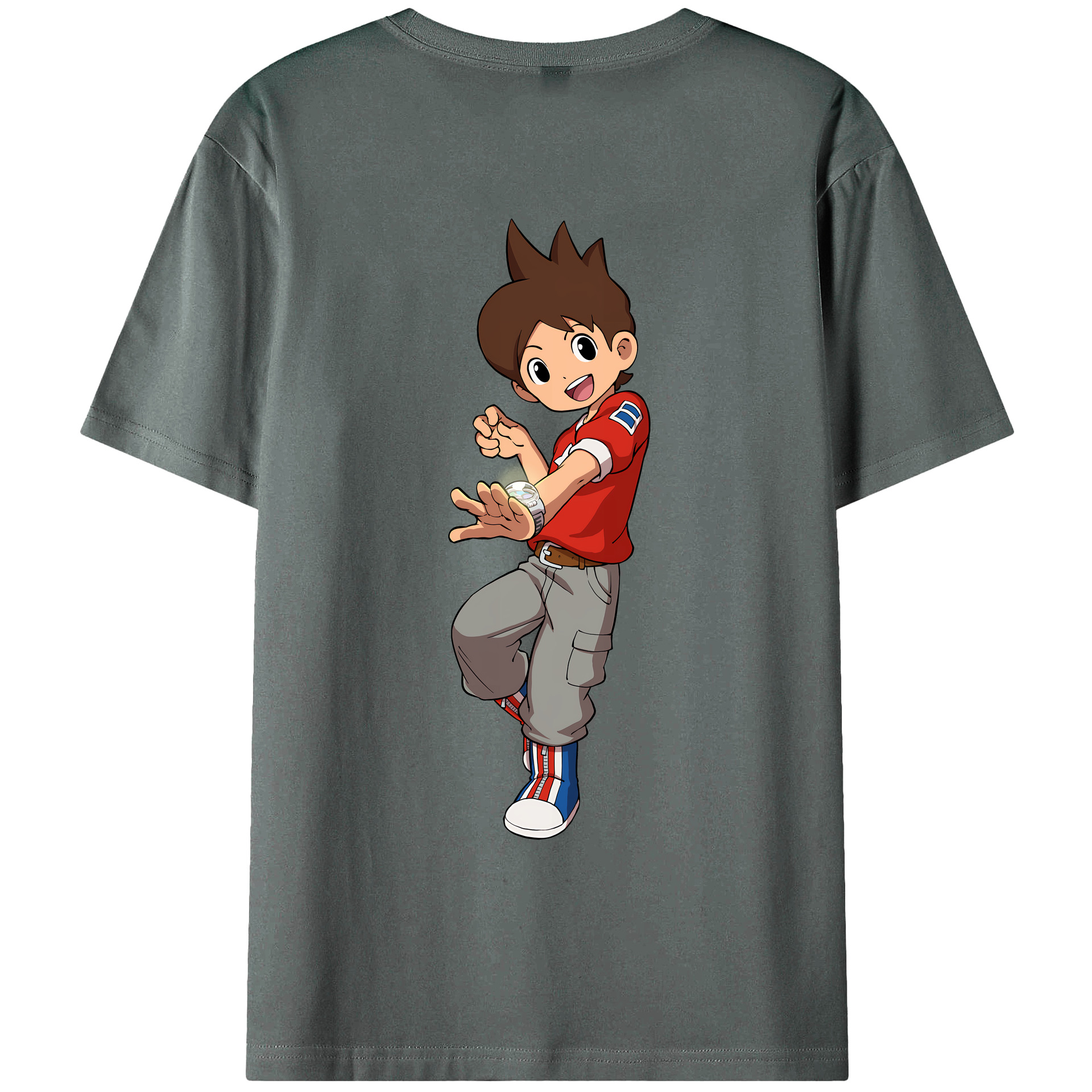 （画像用） 妖怪ウォッチ Yo-kai Watch 綿100％ メンズ半袖Tシャツ（バックプリント） 通気性